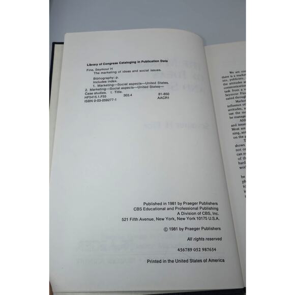 The Marketing of Ideas and Social Issues Seymour H Fine 1981 Hardcover Praeger - Picture 9 of 12